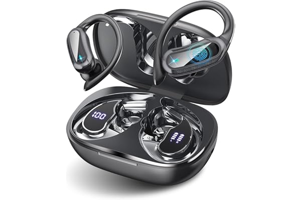 Wireless Earbuds Bluetooth 5.4 Headphones, 54H Playtime Stereo Earphones with Noise Cancelling Mic, IPX7 Waterproof, Fast Charging and Comfort Fit Ear Buds for Fitness/Sports/Workouts/Travel Black