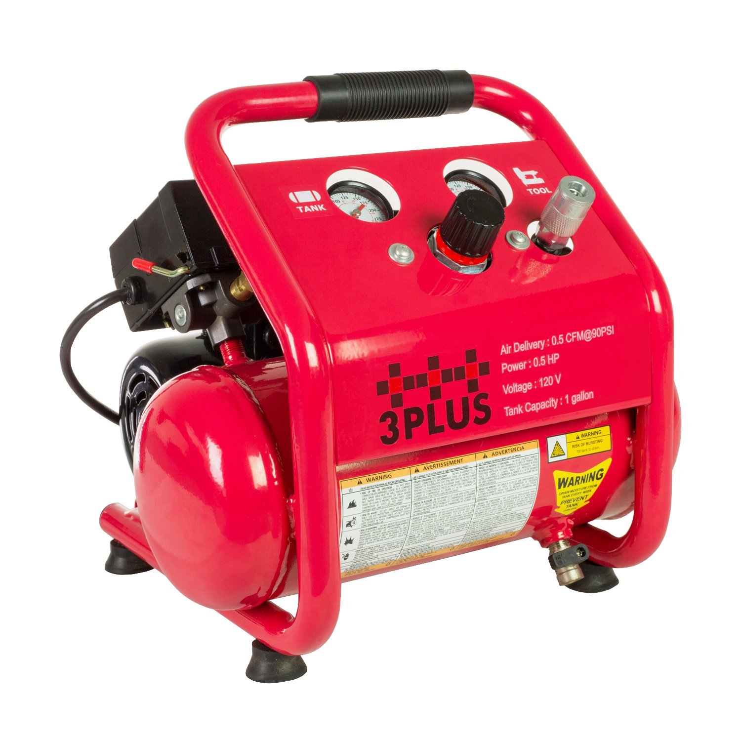 3PLUS HC0504GM Induction OilFree Quiet Air Compressor Portable Trim