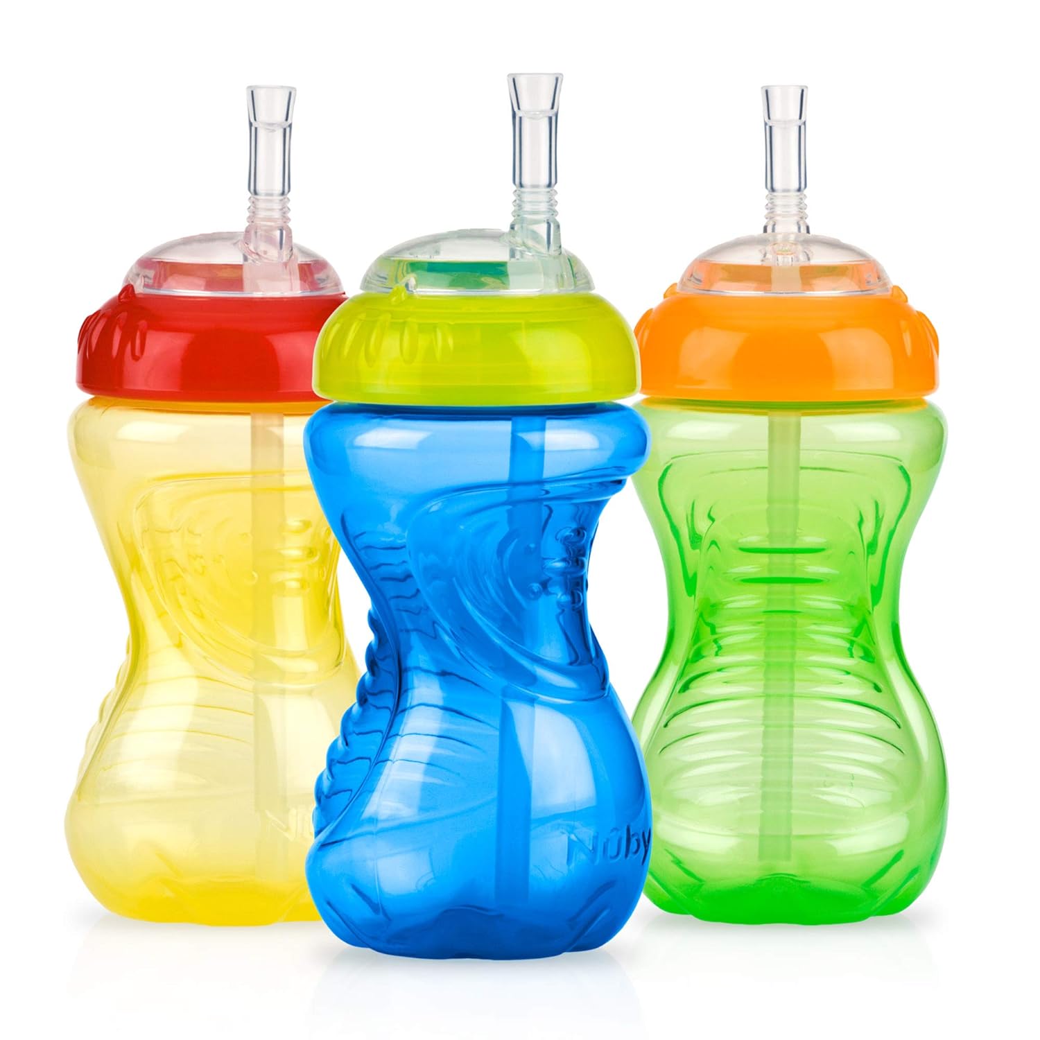 Nuby 3 Piece No-Spill Cup with Flex Straw, Neutral, 10 Ounce : Baby