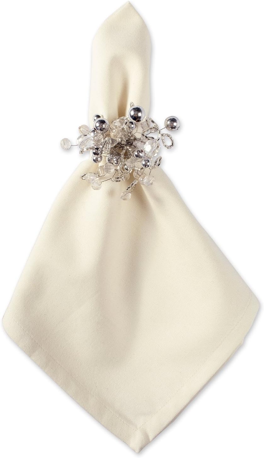 DII Modern Chic Fun Napkin Rings for Dinner Parties, Weddings Receptions, Family Gatherings, or Everyday Use, Set Your Table With Style - Cluster Sliver Beads, Set of 6: Industrial & Scientific