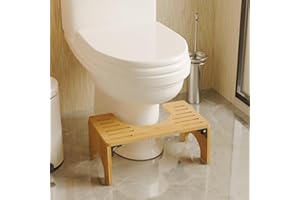 viewcare Toilet Stool, Foldable Toilet Stool Squat Adult for Bathroom, Bamboo Poop Stool for Adult, 6.7 Inches Squatting Bathroom Potty Stool with 2 Packs Anti-Slip Strip