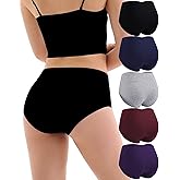 Anyball Women's Cotton Underwear High Waisted Briefs Full Coverage Soft Breathable Panties 5 Pack