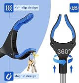 YAUNGEL 43 Inch Litter Picker Grabber with Magnet Foldable 360° Jaws Blue view 2