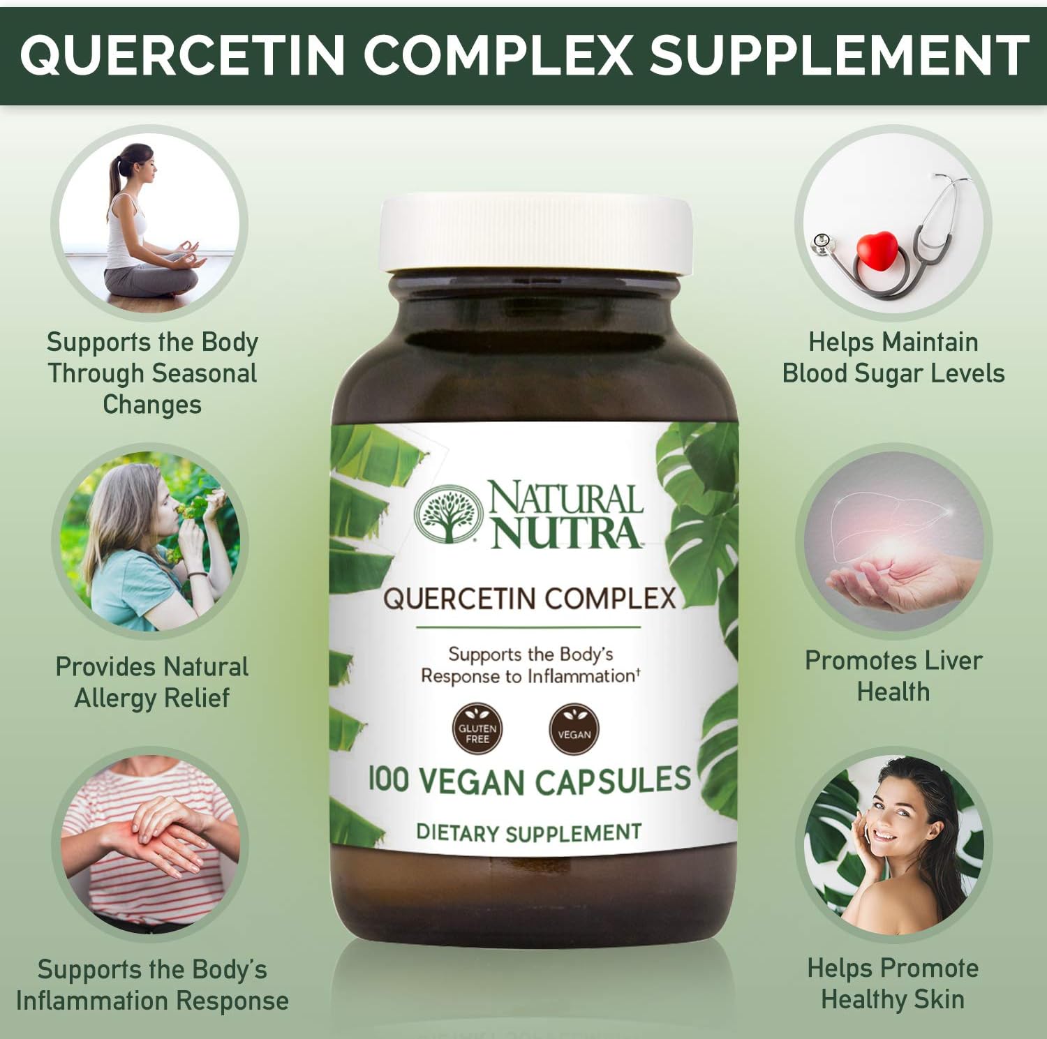 Natural Nutra Quercetin Complex with Bromelain, Vitamin C Citrus Bioflavonoid Supplement, Antioxidant and Inflammation Support, 100 Vegan and Vegetarian Capsules: Health & Personal Care