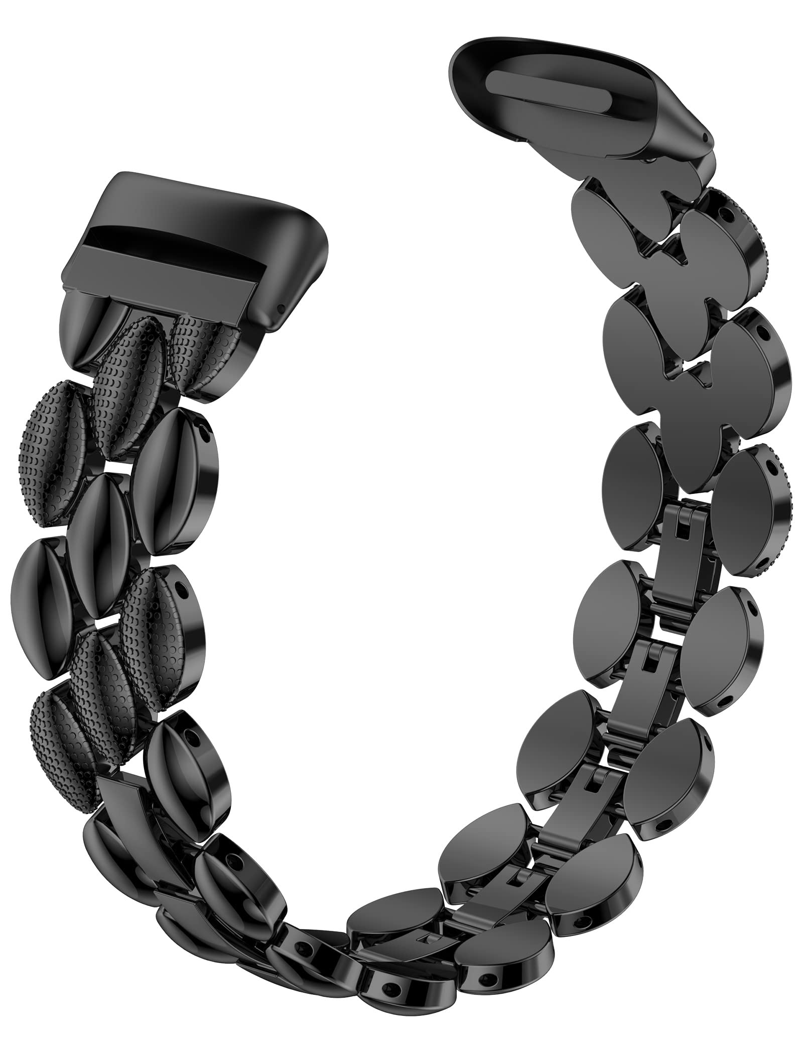 Wearlizer Compatible with Fitbit Charge 5 Strap, Adjustable Premium Metal Fashion Women Replacement Strap Bracelet for Charge 5 Smart Watch Band, Black — image 1