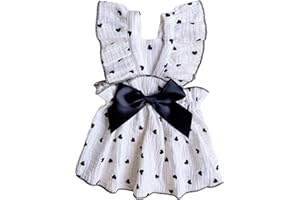QWINEE Heart Print Dog Cat Dress Bow Decor Cute Dog Dresses Puppy Tutu Skirt Chihuahua Teddy Pomeranian Dress Birthday Holida