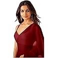 Sidhidata Women's Plain Pure Georgette Saree With Unstitched Blouse Piece (Rocky Aur Rani Ki Prem Kahani Alia Bhatt Saree)