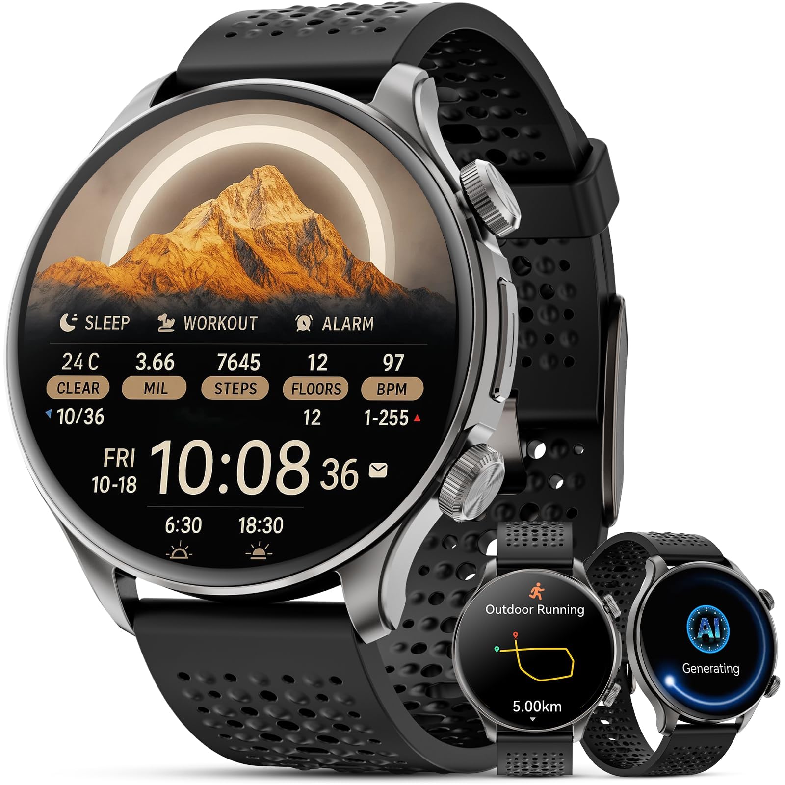 Photo 1 of GPS Smart Watches for Men (Answer/Make Call), 1.60" AMOLED Display Smartwatch, 170+ Sports Modes Fitness Tracker Watch with Compass Pedometer, 5ATM Waterproof Mens Smart Watch for Android iPhone