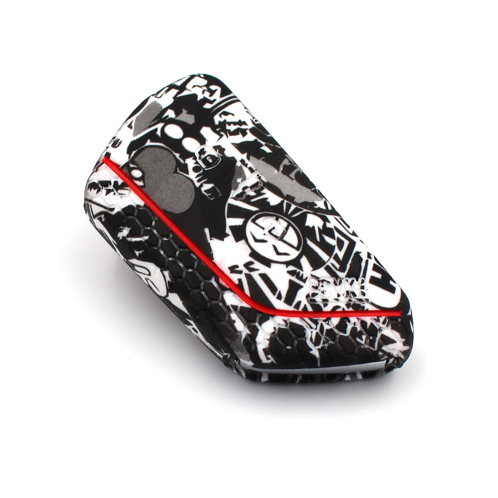 VF Key Case for 3-Button Car Key, Silicon Cover, Key Cover, Protective Cover (Sticker Bomb)