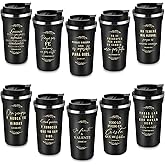 Meanplan 10 Sets Easter Spanish Christian Gifts Bulk Bible Verse Tumbler for Men Women Regalos Cristianos Para Mujer Stainless Steel Christian Mugs 17oz Coffee Cup Religious Church Gifts(Black)