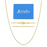 Jewlpire 22K Gold Plated 925 Sterling Silver Chain Necklace for Women, 1.3mm Box Chain Thin & Sturdy Women's Chains Necklaces 14 16 18 20 22 24 26 Inch
