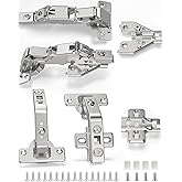 Chibery 2 Pair 135 Degree &amp; 165 Degree Hinges Kit for Pie Corner Cabinets, Hidden Lazy Susan, Face Frame Self Closing, Clip On, Smooth Slow Close, Concealed Mount for Bi-fold Door, Kitchen Cupboard