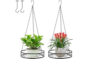 Qiaomeiysp 2-Pack Hanging Planters for Indoor Plants - Heavy Duty Metal Plant Hanger Indoor with 3 Chains and Hooks – Aesthetic Hanging Plant Holder for an Instant Gardening Decor