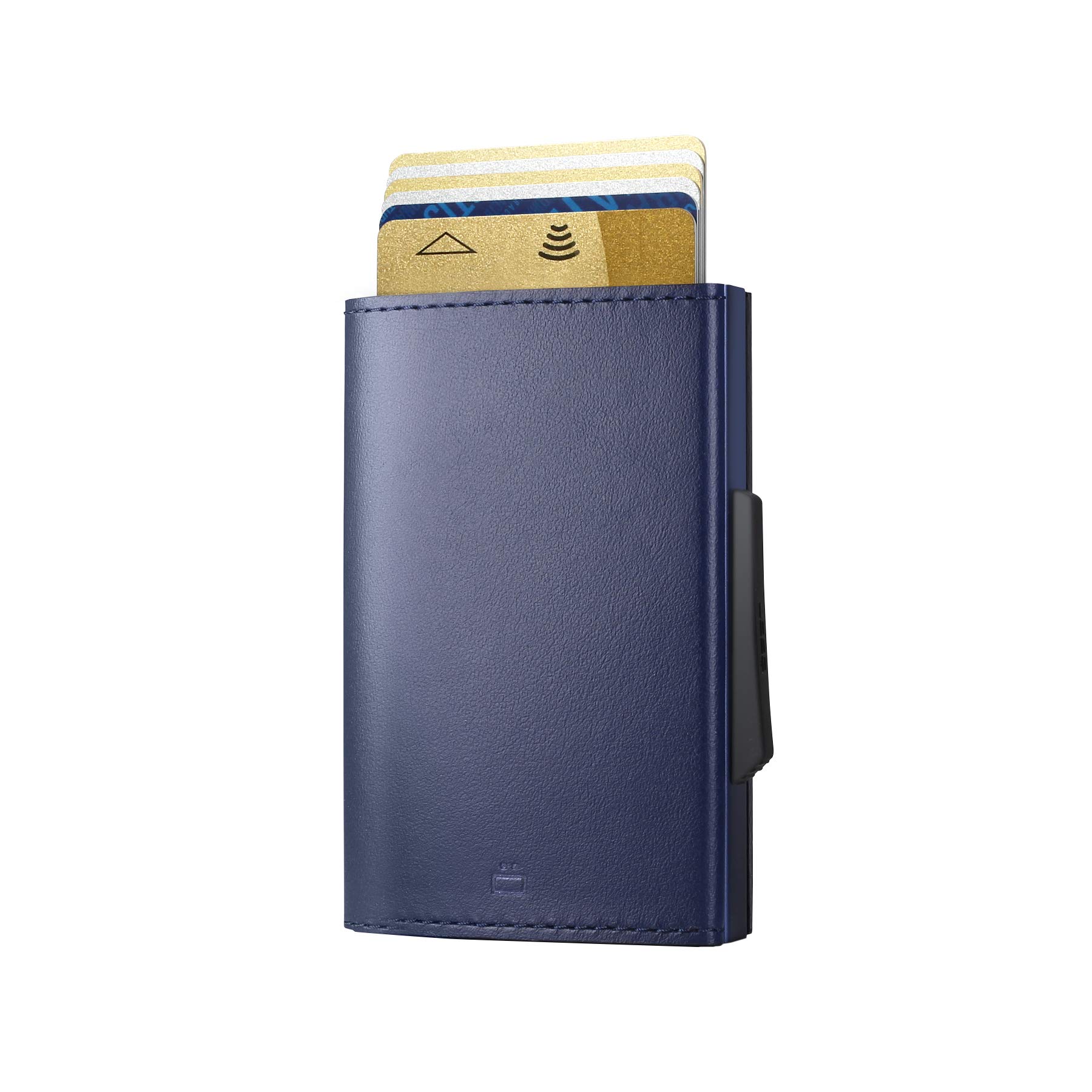 Ögon Smart Wallets - Cascade Slim Wallet - Automatic Aluminium and Leather Wallet - Pop-Up Cards - RFID Blocking Card Holder - 8 Cards and banknotes