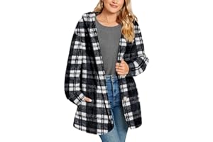 Bestbee Warm Fleece Jackets for Women, Fuzzy Hooded Casual Coats Ladies 2024 Cardigan Sweaters Outerwear with Pockets
