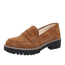 Womens Loafers Shoes Platform Chunky Penny Loafer