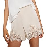 Lace Trim Satin Shorts for Womenn Y2k Silky French Knickers Coquette Boxer Shorts Half Slip Lounge Pajama Bottoms