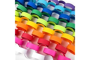 FYSUIMU 800pcs Rainbow Paper Chains with Glue Tapes, 10 Colors, Paper Craft Favors for Birthday, Baby Shower, Party Decoration