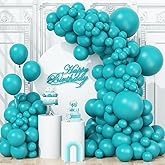 Togvu Peacock Blue Balloons Different Sizes, 123 Packs Mint Blue Balloons, Pack of 18 12 10 5 Inch Teal Blue Balloon Garland Arch Kit for Birthday Baby shower Dolphin Mermaid Theme Party Decoration