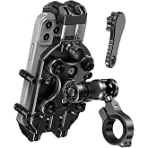 BRCOVAN Anti-Theft Motorcycle Phone Mount Holder with Vibration Dampener | with Secure Lock, Adjustable Handlebar Cellphone Clip for Bike Scooter ATV, Fit 5.4-7.2'' Smartphone, Big Phone Friendly