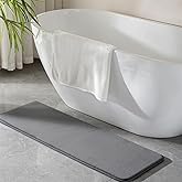 Grey Memory Foam Bath Runner Mat Long Narrow Bathroom Rug Microfiber Bathroom Carpet Non Slip Soft Absorbent Washable Bathrug,16" x 47"