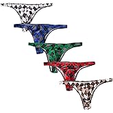 Faringoto Men's Checker Printed Ice Silk Briefs Breathable Bikini G-string Pants