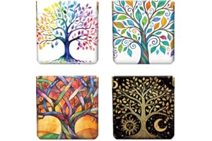 Peacoblue 4Pcs Small Leather Squeeze Coin Purse for Women-tree of life Pattern Waterproof & Durable Change Pouch Mini Money Wallet,Best Gift for Adult Girls