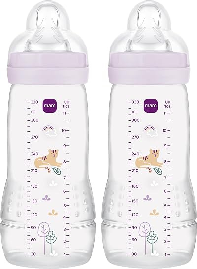MAM Easy Active Bottles 2 Pack 330ml Fast Flow Teats Size 3 Iris