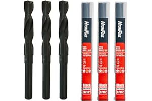 HIGHFIRE 3 PCS 9/16" HSS Reduced Shank Drill Bits, Silver and Deming Drill Bit with 3-Flat Shank for Aluminum Plate Copper Wood Stainless Steel, 135 Degrees Split Point