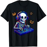 Colorful Skeleton As DJ Halloween Costume Musical Dancer T-Shirt