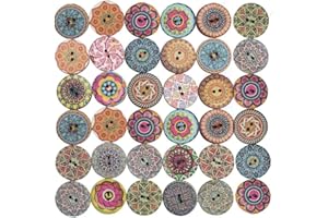 100 PCS Wooden Buttons for Crafts, Wood Buttons 1 Inch Assorted Vintage Round Wooden Flower Buttons Decorative Buttons with 2