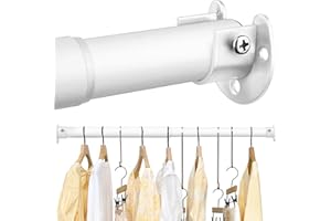 FIRJOY Closet Rods for Hanging Clothes (White, 18.0" - 28.0")