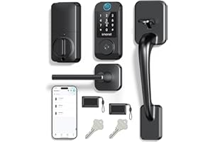 SMONET Smart Lock Front Door Lock Handle Set, Built-in WiFi Keyless Entry Fingerprint Deadbolt Smart Locks for Entry Door,App