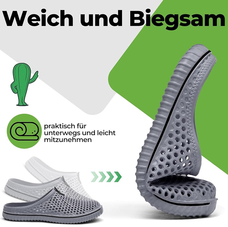 Clogs Herren Gartenschuhe Damen Atmungsaktiv Grau Gr.41