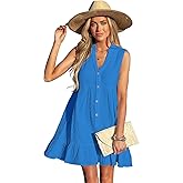CUPSHE Women Swimsuit Coverup 100% Cotton Ruffle Hem Beach Cover Up Dresses