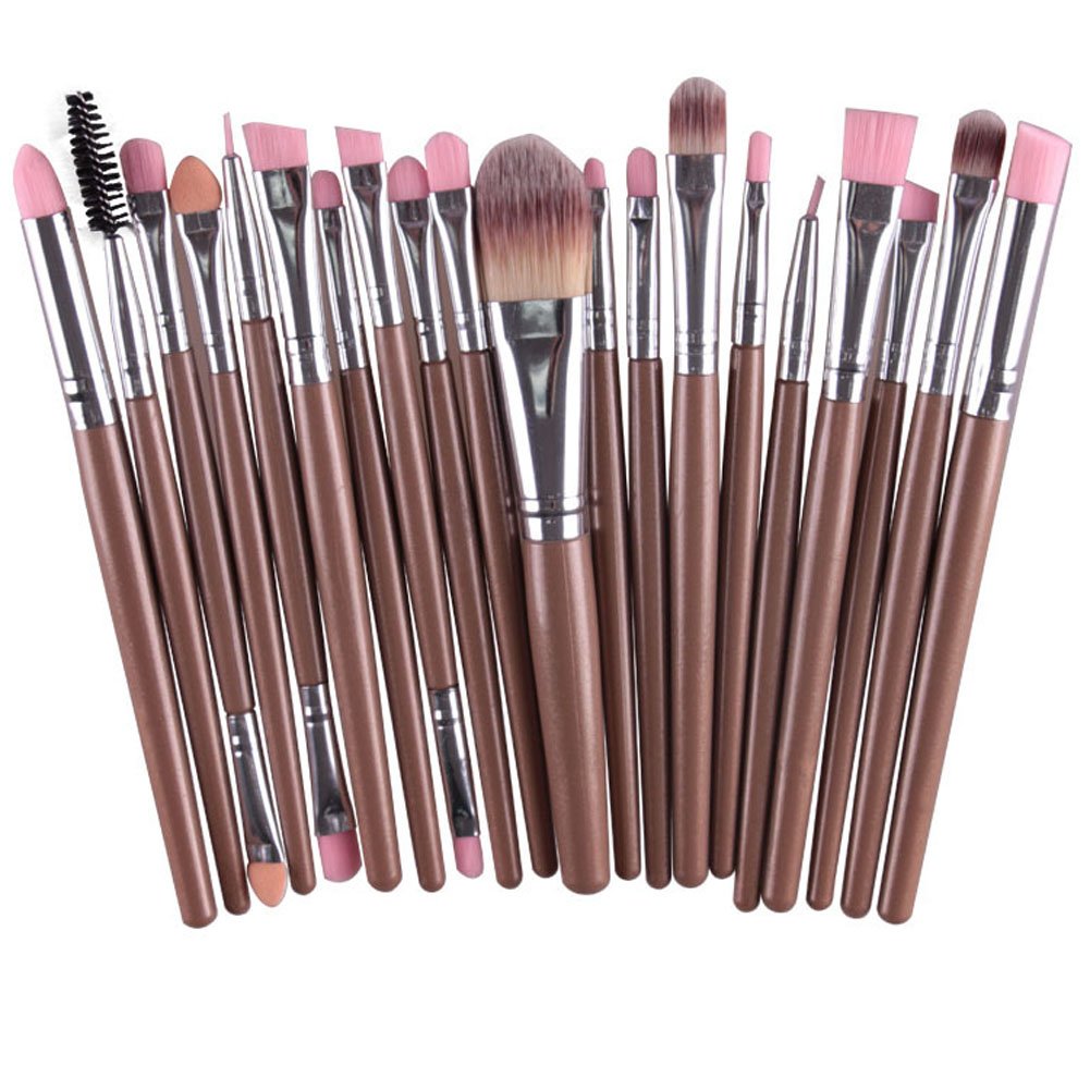 KOLIGHT® Set of 20pcs Cosmetic Makeup Brushes Set Powder Foundation Eyeliner Eyeshadow Lip Brush for Beautiful Female (Gold+Silver)