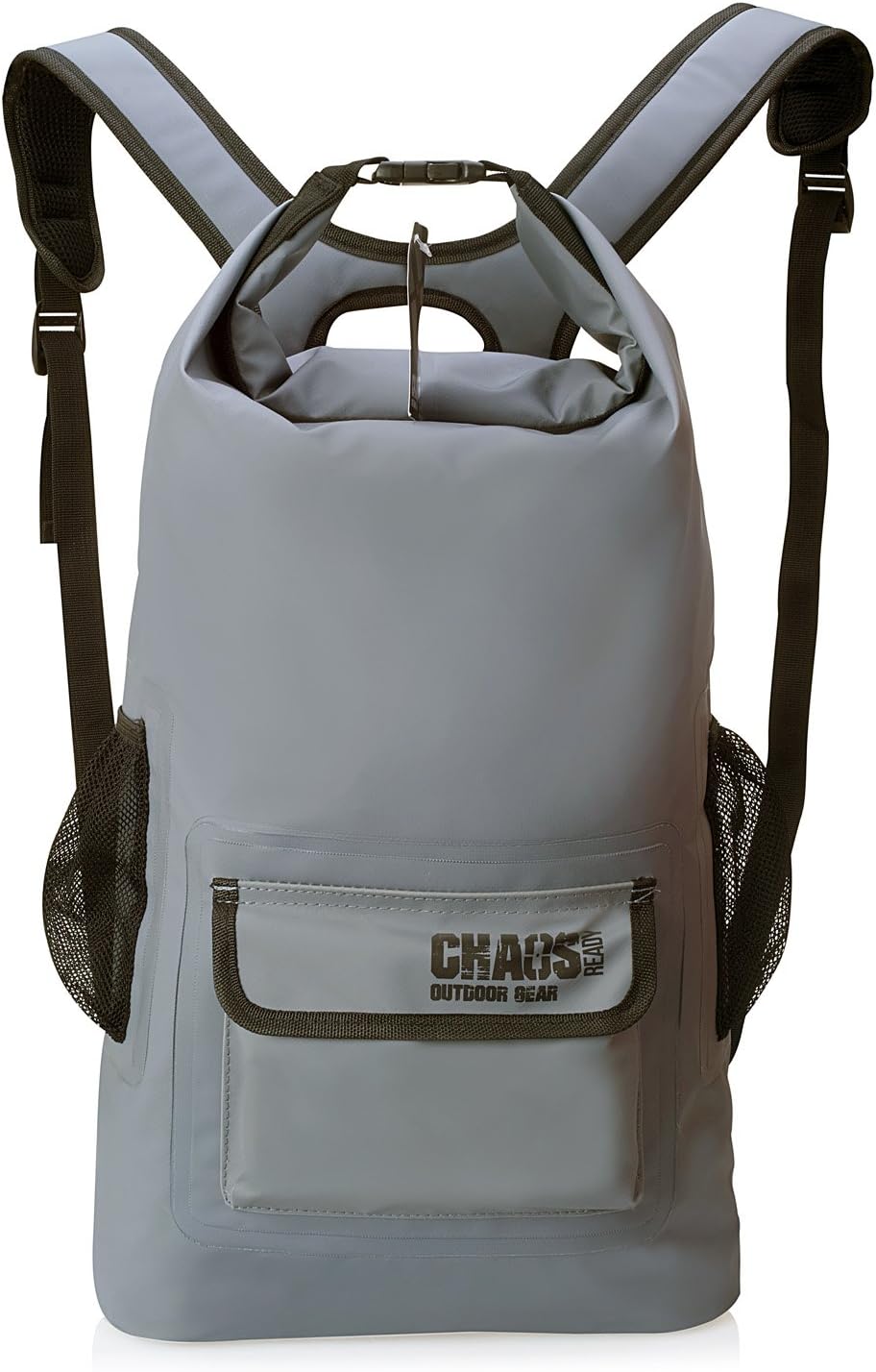 Chaos Ready Waterproof Backpack – Dry Bag – Quality Heavy Duty - Padded Shoulder Straps - Mesh Side Pockets - Easy Access Front Pocket.
