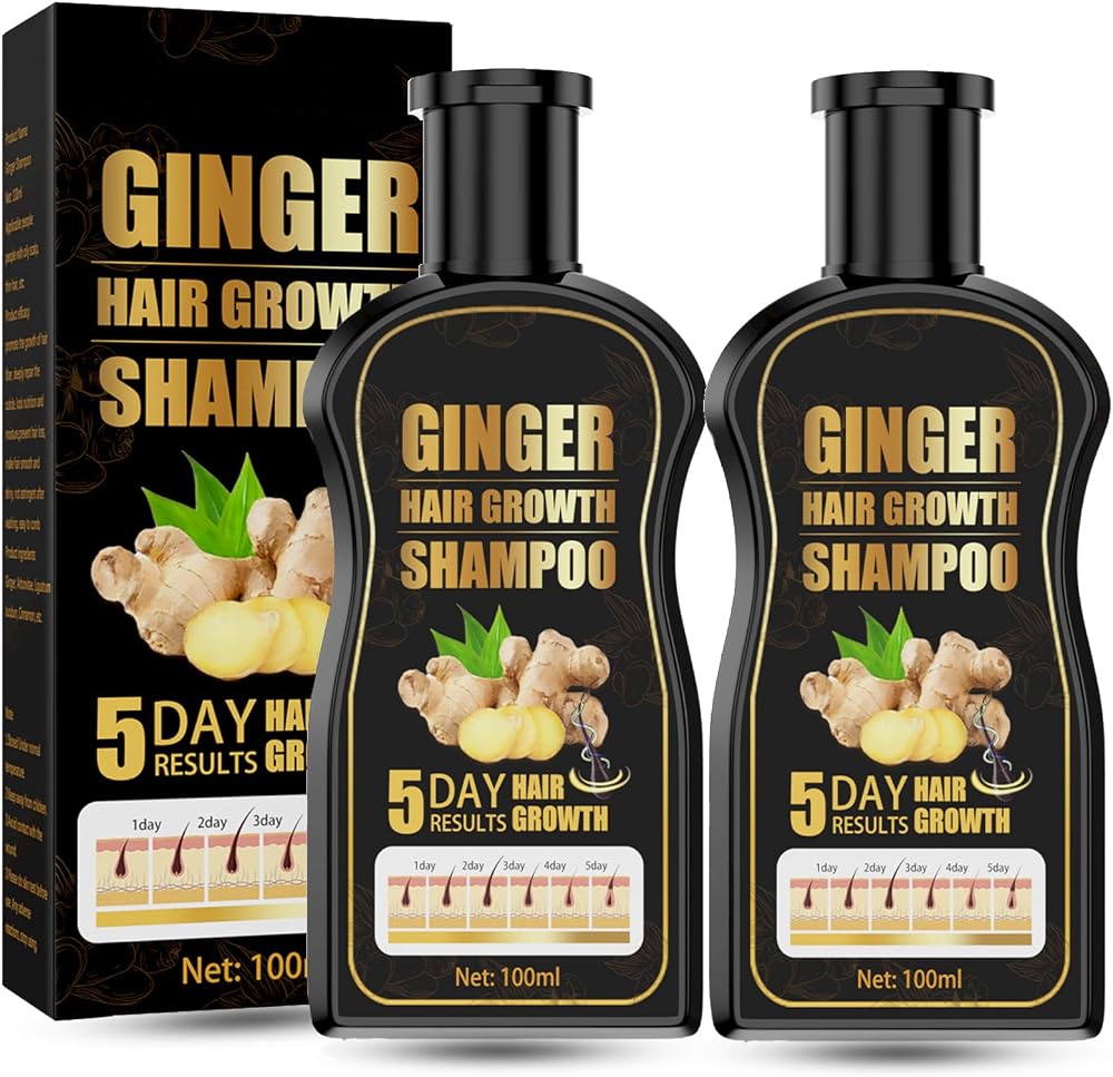 KAYZON Natural Organic Ginger Shampoo 2Pcs - Hair Growth Anti-Dandruff