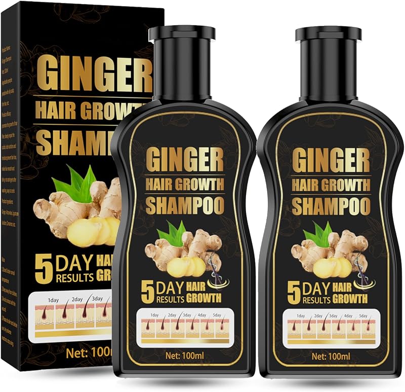 KAYZON Natural Organic Ginger Shampoo 2Pcs - Hair Growth Anti-Dandruff