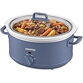 Gourmia Slow Cooker &ndash; 7 Qt, Manual Controls, Removable Stoneware, Lavender | 3 Temperature Settings, Low, High &amp; Warm Settings, Easy-Grip Handles, Dishwasher-Safe Stoneware &amp; Glass Lid