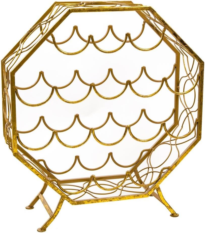 22"H Large Gold 16Bottle Wine Rack Home & Kitchen