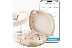 FLYSOUND Rechargeable OTC Hearing Aids with Bluetooth for Seniors & Adults | Experience 80% Speech Recognition Boost & Tinnitus Relief via App | Up to 60dB Gain & AI Noise Reduction | Stylish Gold Des