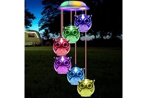 WANQDG Wind Chimes,Owl Solar Wind Chimes for Outside, Waterproof LED Solar Powered Memorial Wind Chimes with Lights, Housewarming Gifts for Garden Outdoor Patio Yard Lawn Decor