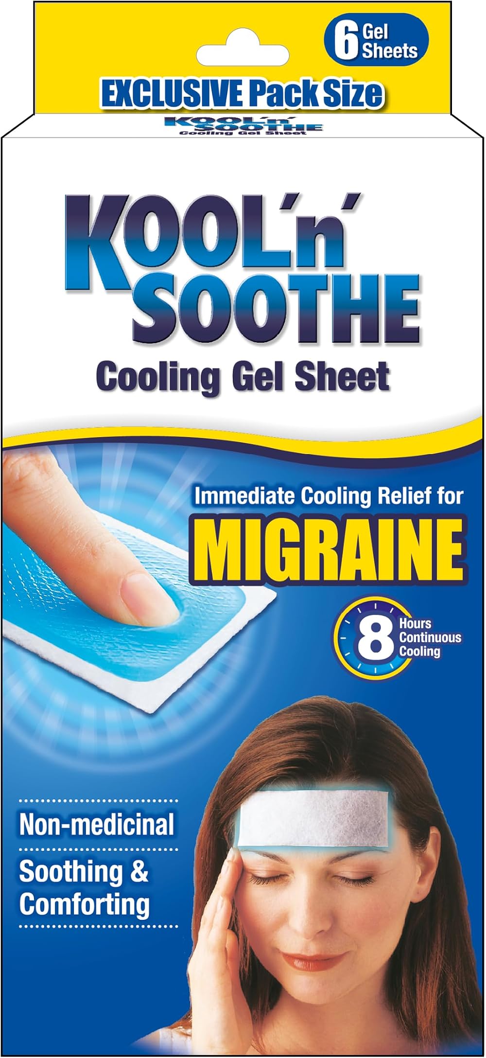 KOOL 'N' SOOTHE Migraine Cooling Gel Sheets 6 Pack Immediate Relief