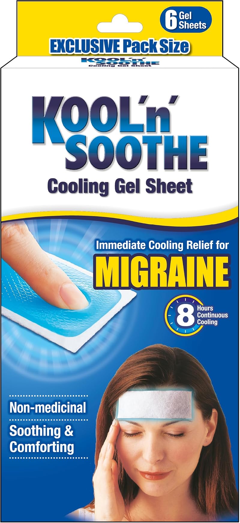 KOOL 'N' SOOTHE Migraine Cooling Gel Sheets 6 Pack Immediate Relief
