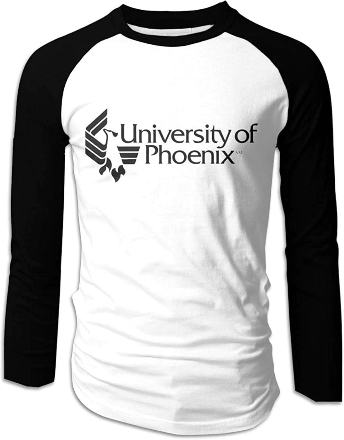University of Phoenix Logo Mans Long Sleeve Raglan Baseball TShirt Classic Adult Cotton Top tee