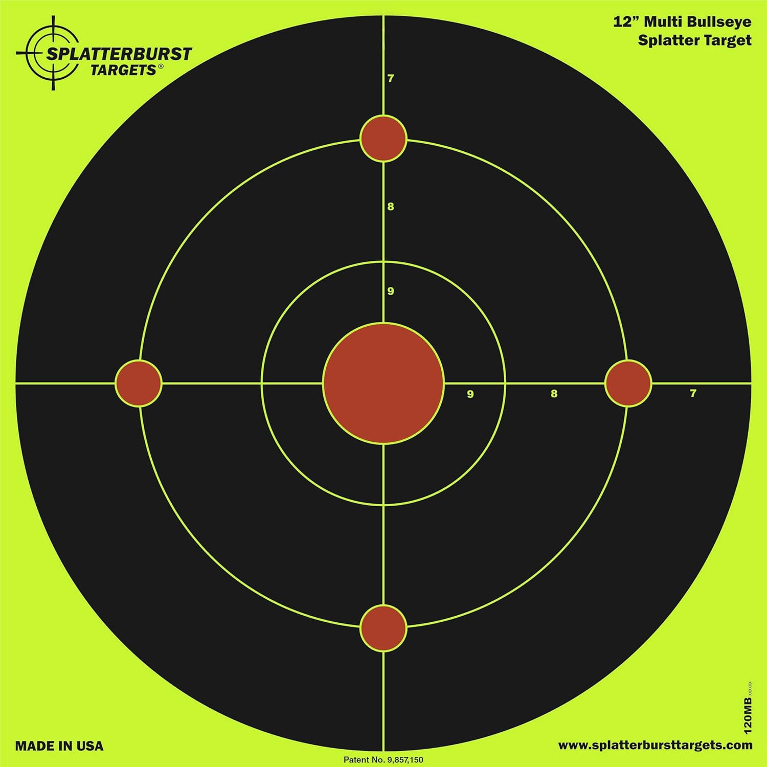 Splatterburst Targets t 12 inch Multi-Bullseye Shooting Target - Shots Burst Bright Fluorescent Yellow Upon Impact - Gun - Rifle - Pistol - Airsoft - BB Gun - Pellet Gun - Air Rifle - Made in USA : Sports & Outdoors