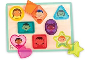 B. toys – Shapes & Emotions – Chunky Puzzle – Toddler Puzzle – Geometric Shapes & Emotions – Classic Toys for Kids – 2+ Years