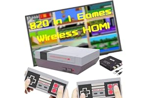 MIAFAEWEL Retro Game Console, Wireless Retro Gaming Console with Built-in 800 Games, AV and HDMI Output, Dual 2.4GHz Wireless Controllers, Plug and Play Video Game System.