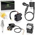 Ignition Coil Kit with 6 Pin AC CDI Box Voltage Regulator Rectifier Solenoid Relay & Spark Plug for CG150cc 200cc 250cc Engine Chinese ATV 4 Wheeler Quad High Performance Parts of 6